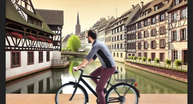 vélo devant les canaux strasbourg